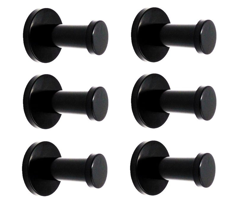 NELXULAS Classic Black Stainless Steel Single Super Heavy Duty Wall Mount Hook, Bath Towel Hooks, Coat Hanger (2", 6 PCS) - Image 1